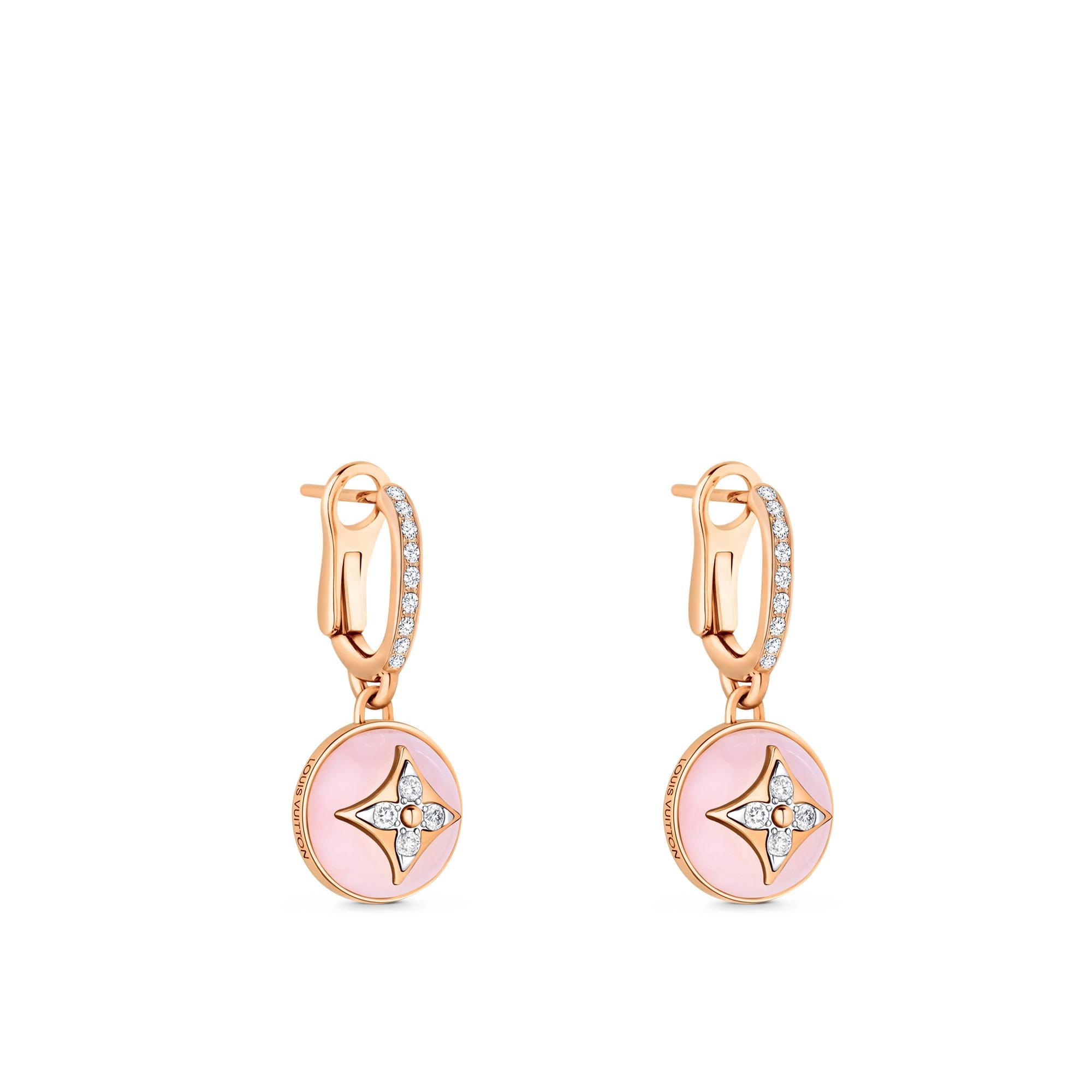 Color Blossom Earrings, Pink Gold, White Gold, Pink Opal And 